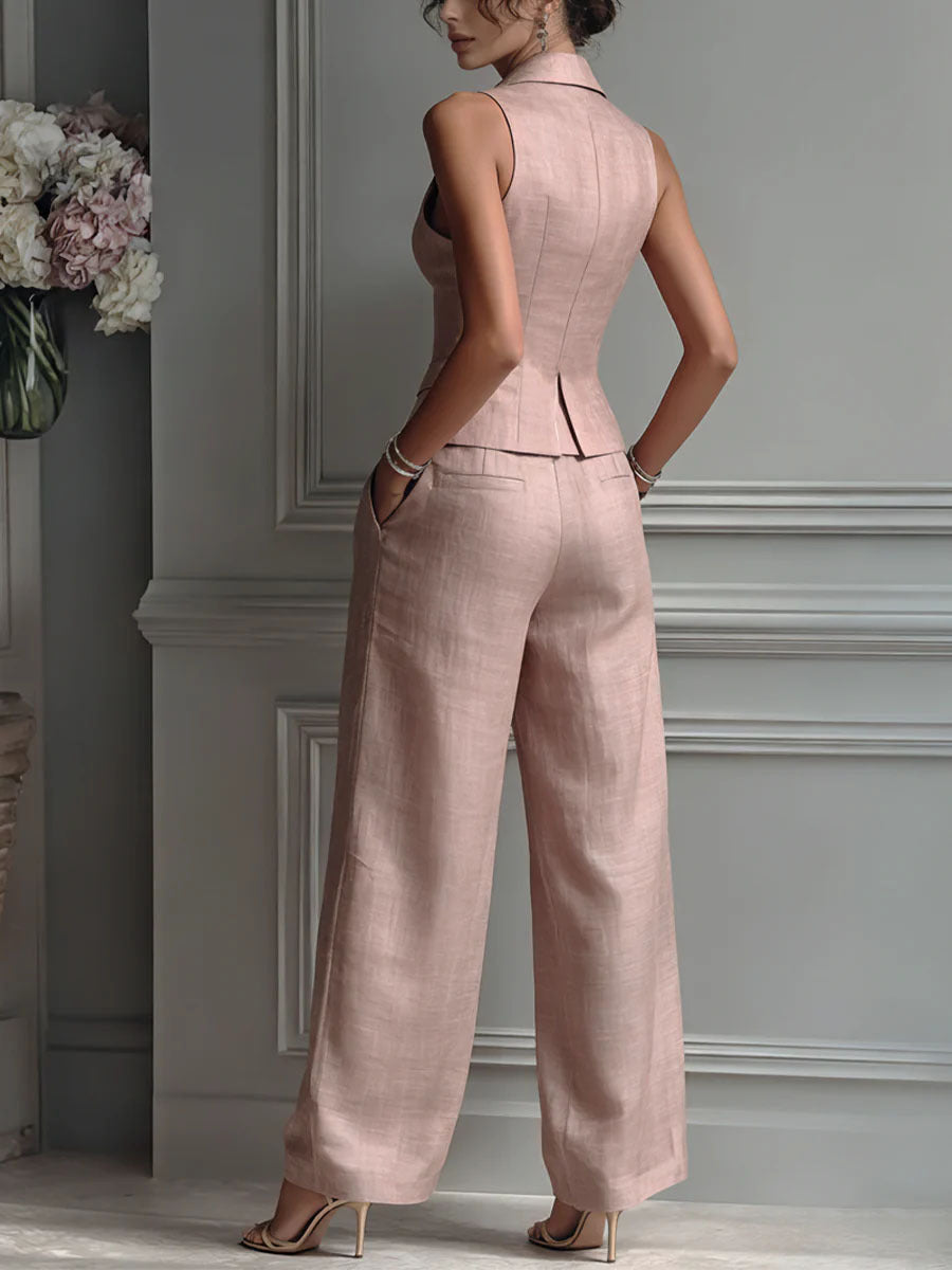 Louise | Ensemble deux pièces boutonné avec col en V pour femme