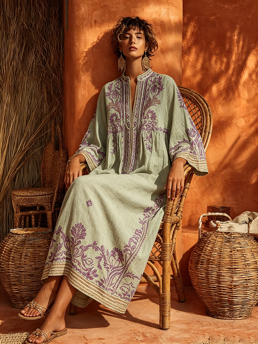 Célestine | La robe bohème brodée au charme méditerranéen